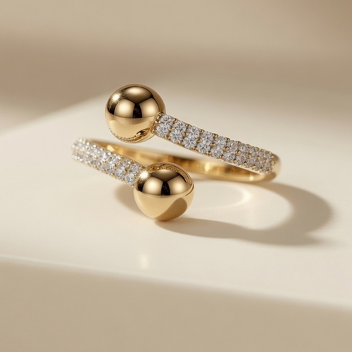 Gold Crystal Open Ring