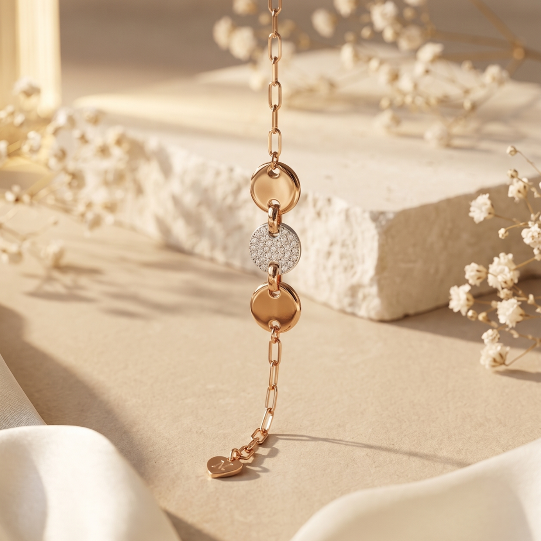 Rose Gold Pavé Link Bracelet