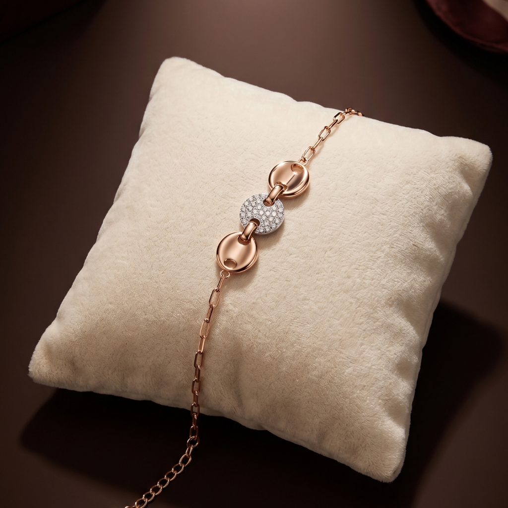 Rose Gold Pavé Link Bracelet