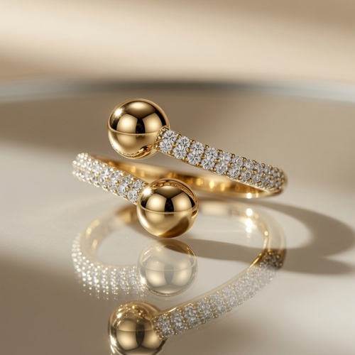 Gold Crystal Open Ring