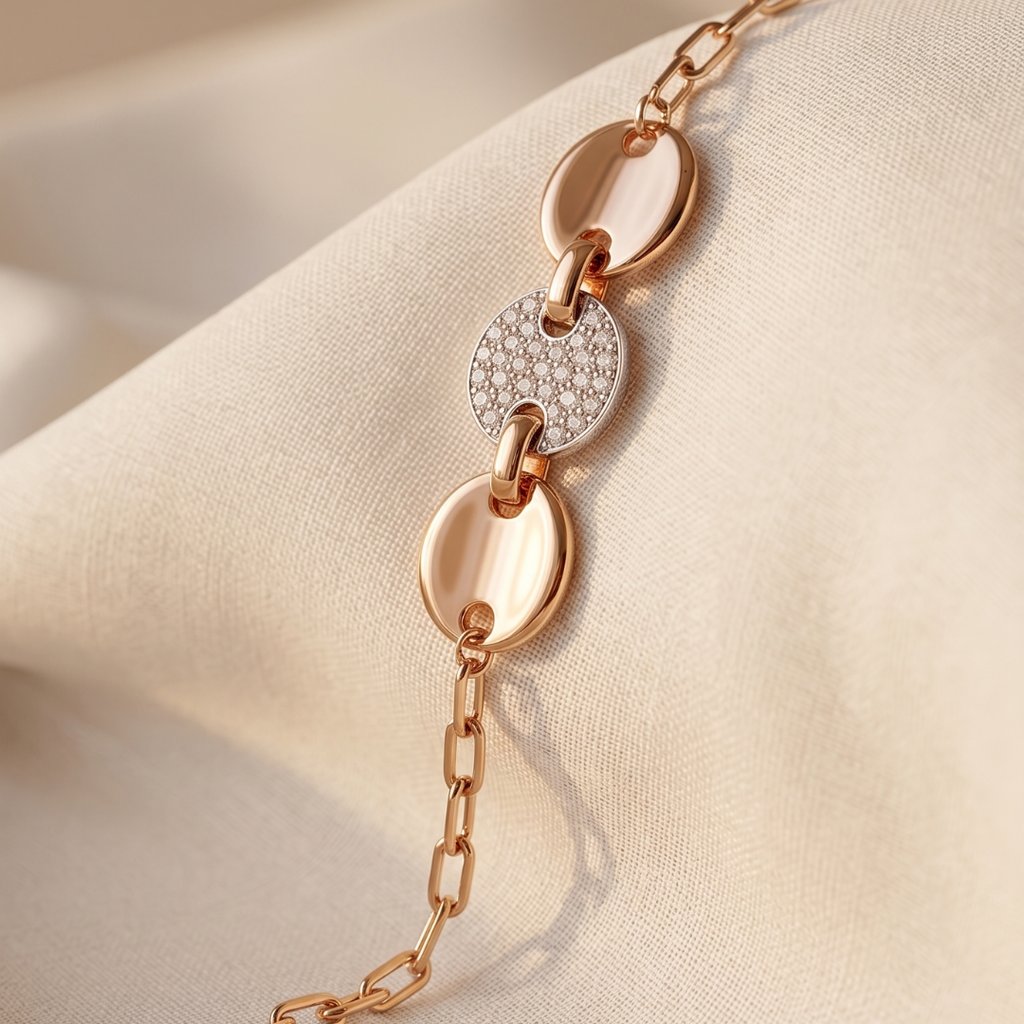 Rose Gold Pavé Link Bracelet