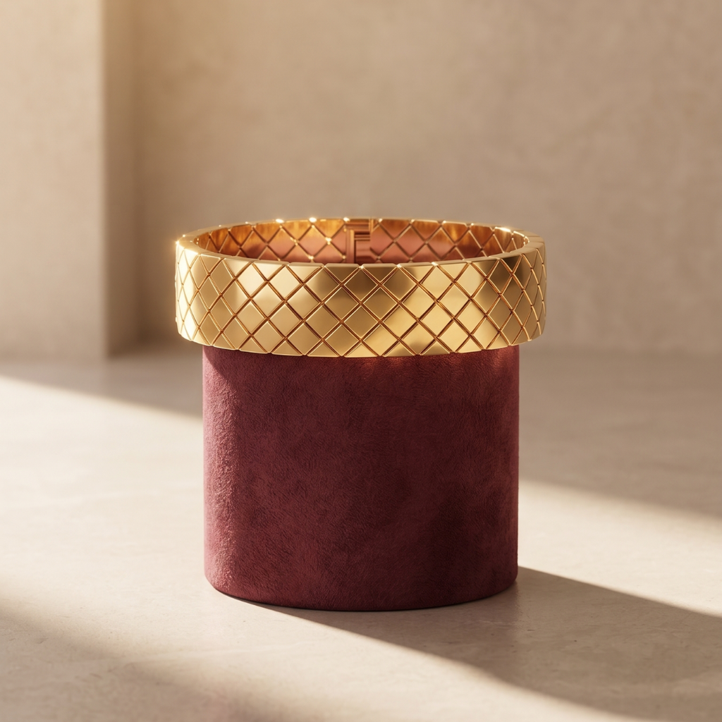 Gold Quilted Cuff Bracelet