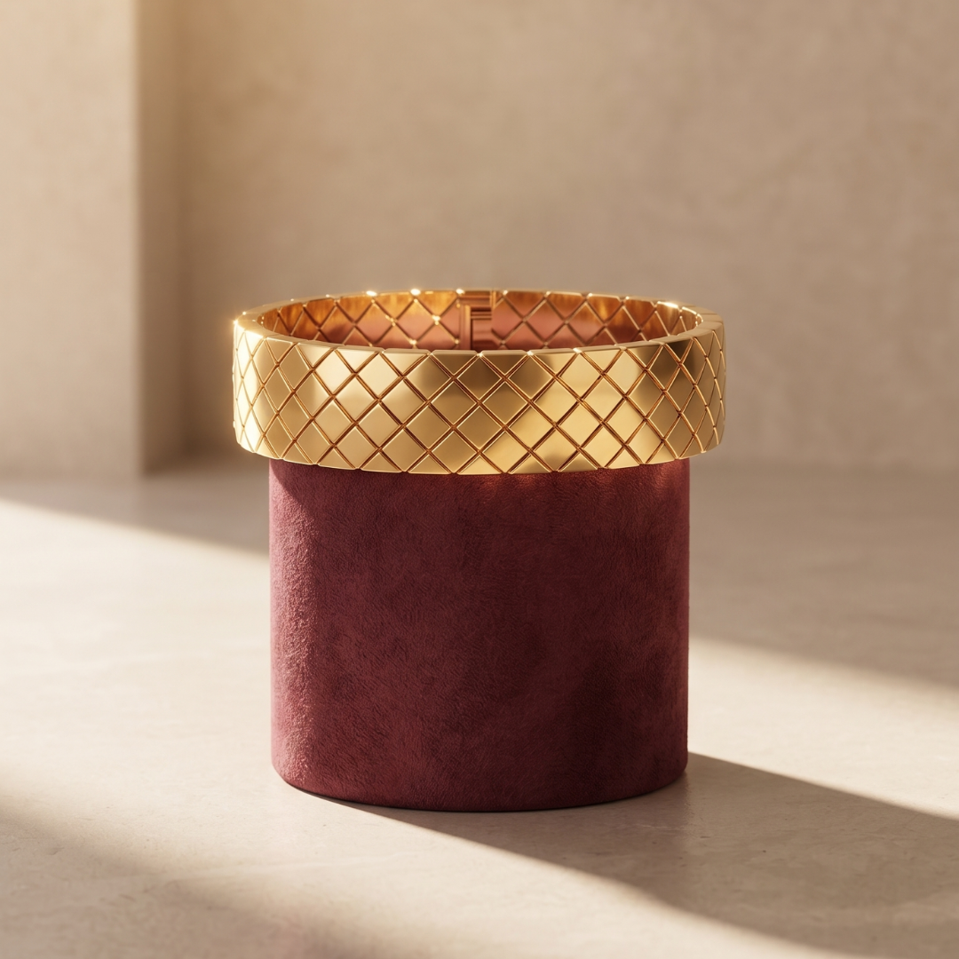 Gold Quilted Cuff Bracelet