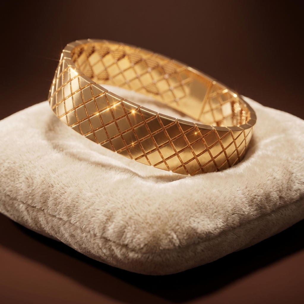 Gold Quilted Cuff Bracelet