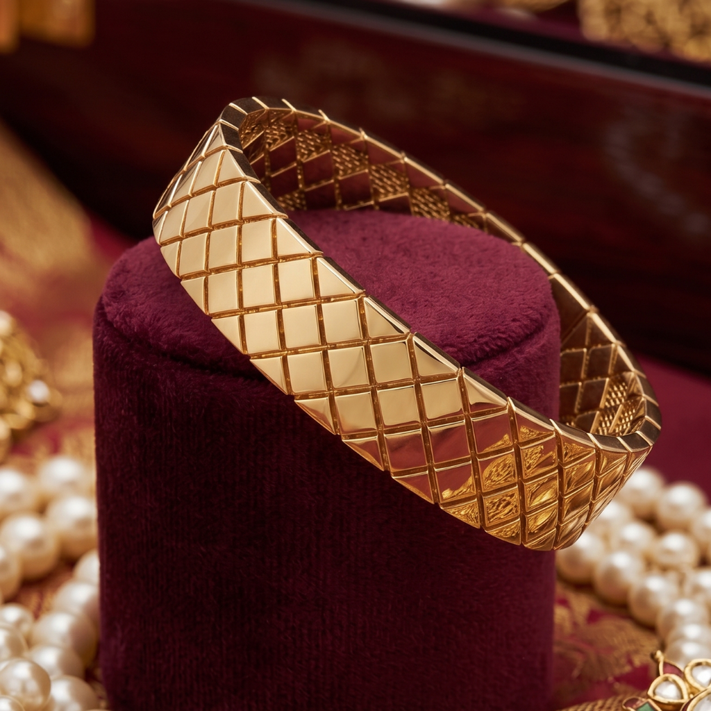 Gold Quilted Cuff Bracelet