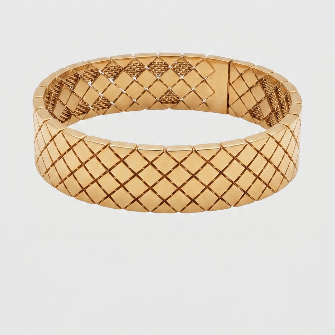 Gold Quilted Cuff Bracelet