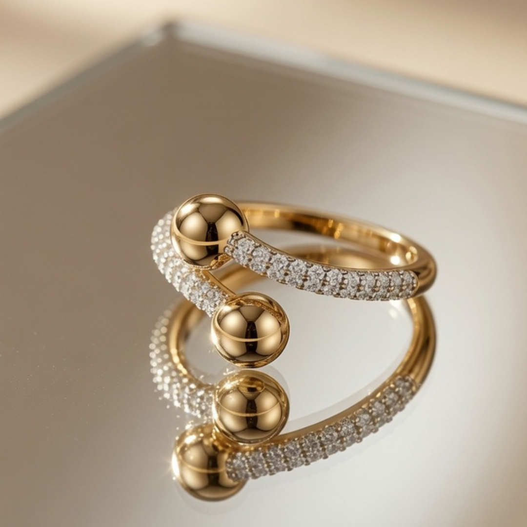 Gold Crystal Open Ring