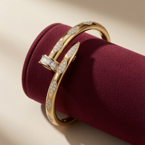 Gold Nail Crystal Bangle Bracelet