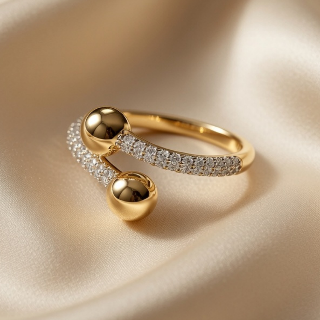 Gold Crystal Open Ring
