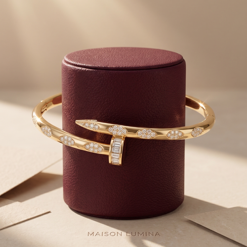 Gold Nail Crystal Bangle Bracelet