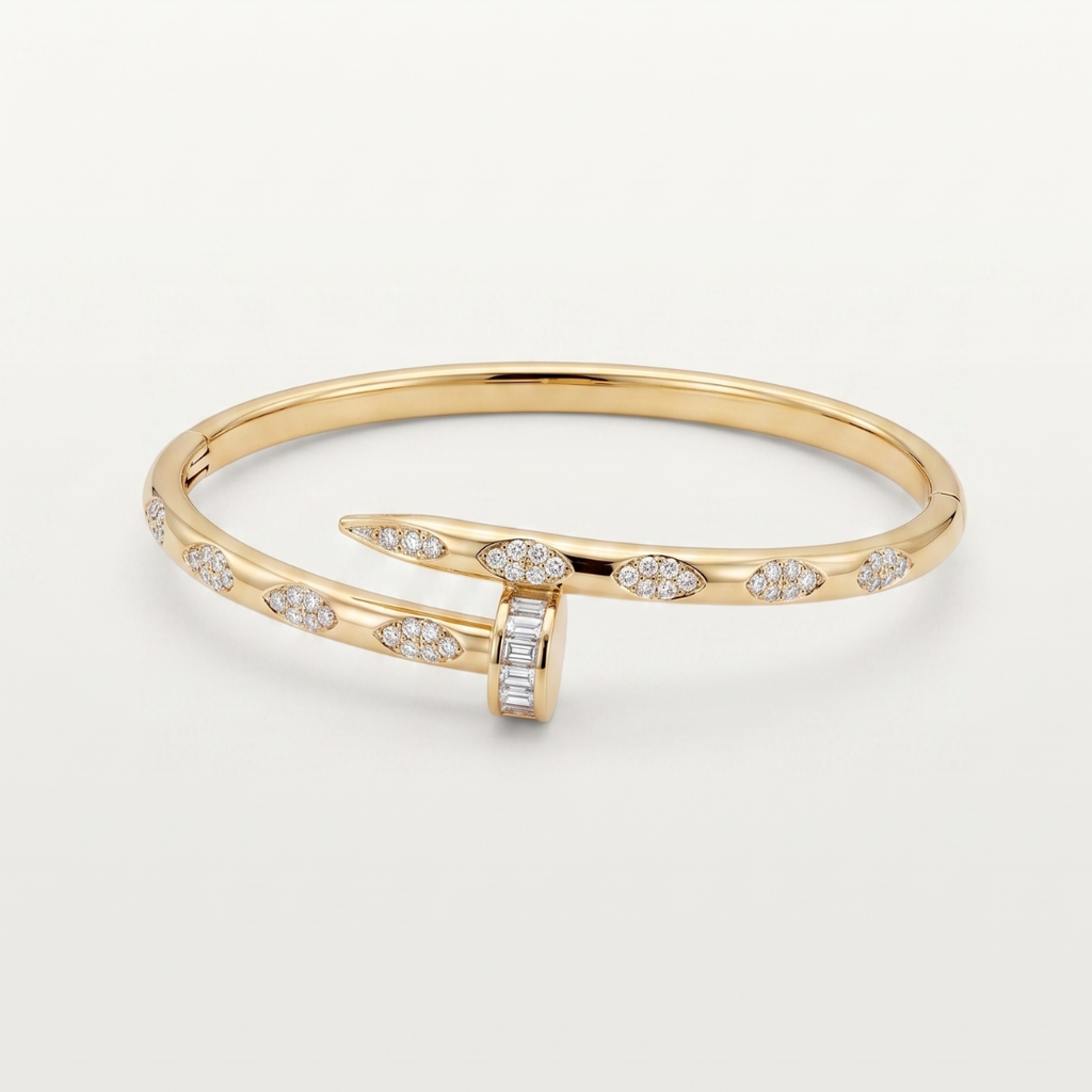 Gold Nail Crystal Bangle Bracelet