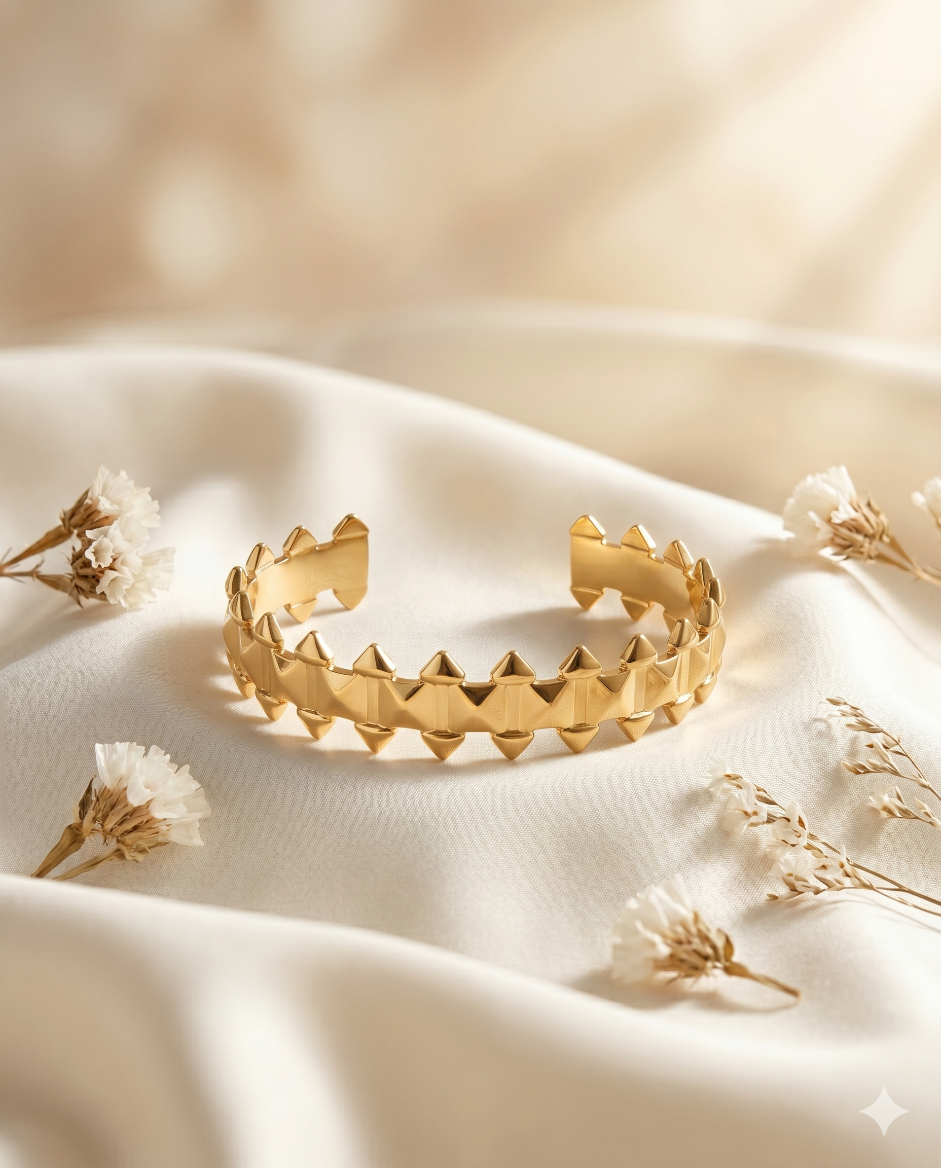 Gold Pyramid Stud Cuff Bracelet