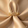 Gold pavŽ chain link adjustable ring with sparkling cubic zirconia