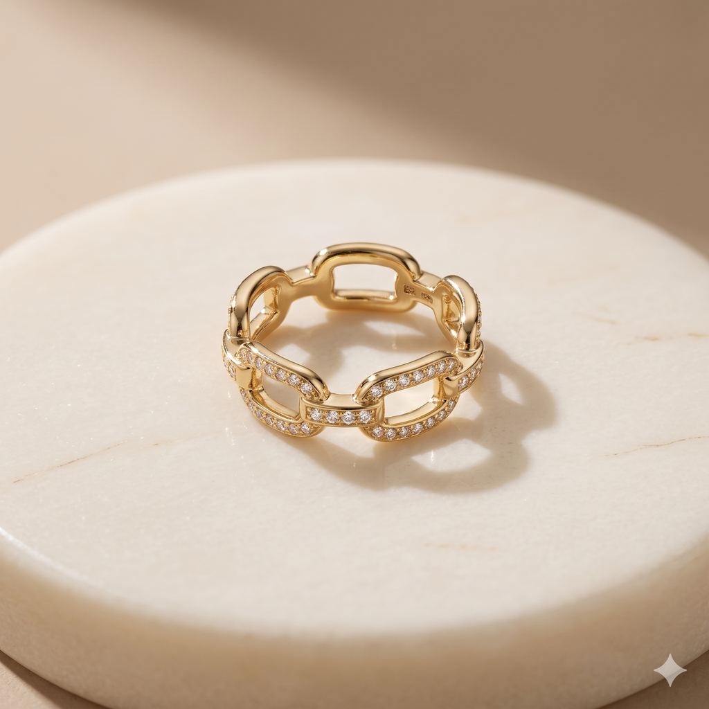 Gold chain link ring