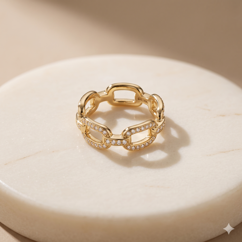 Gold chain link ring