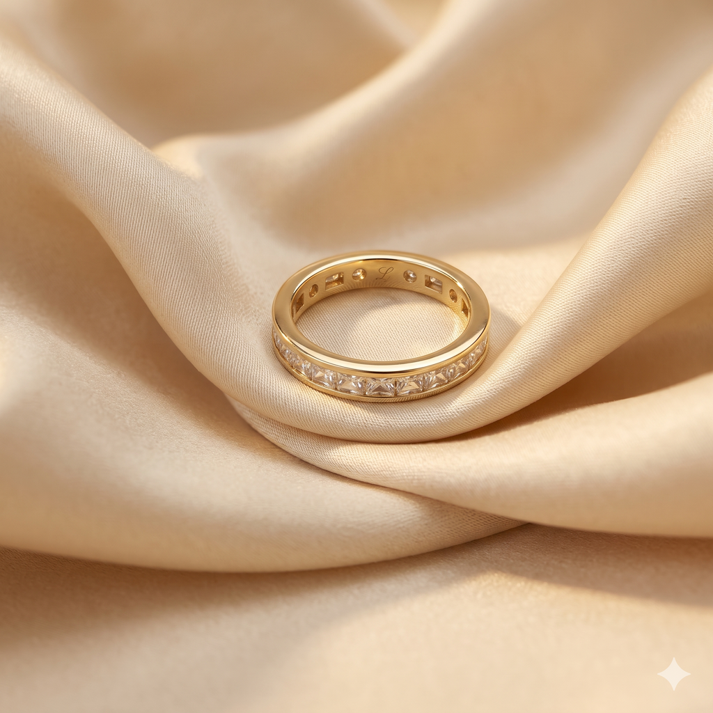 Gold Princess Cut Eternity Ring