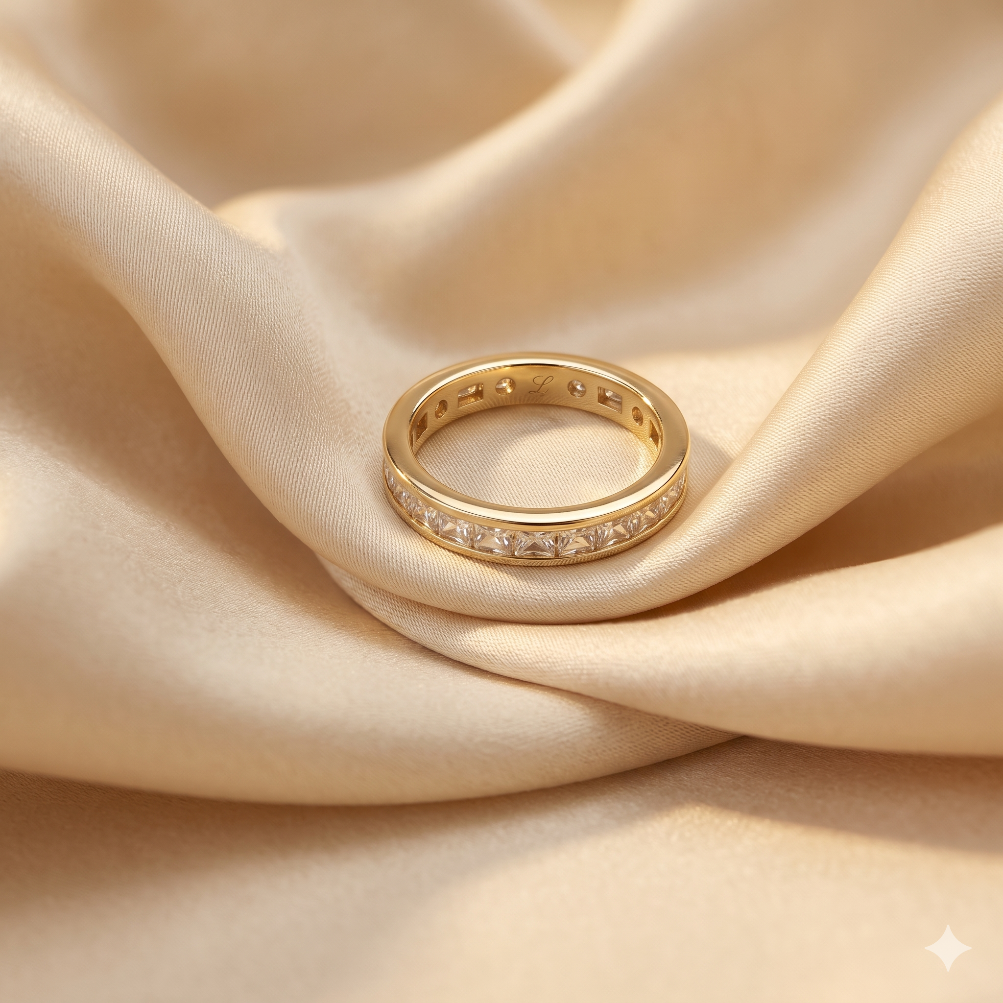 Gold Princess Cut Eternity Ring