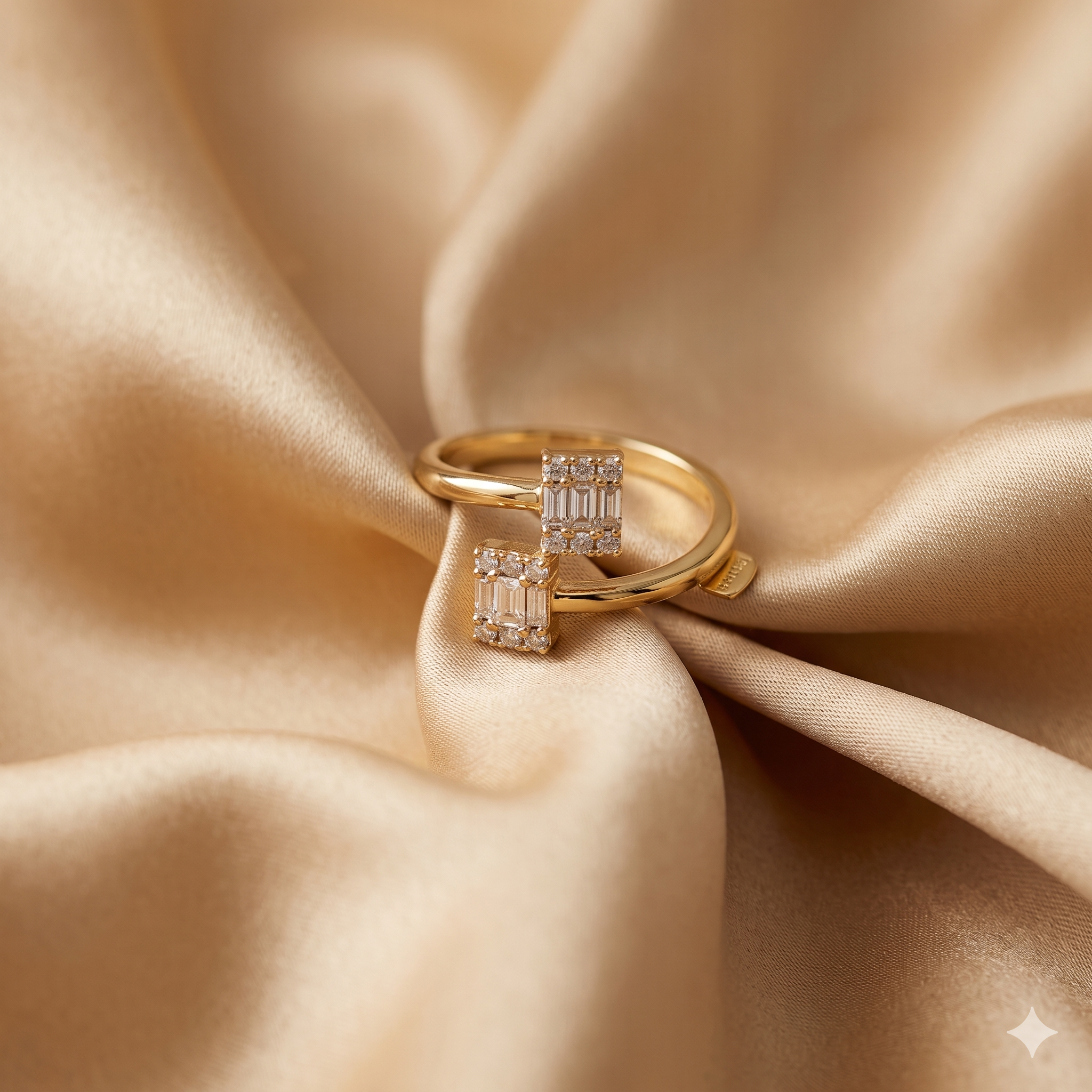Gold Double Baguette Open Ring
