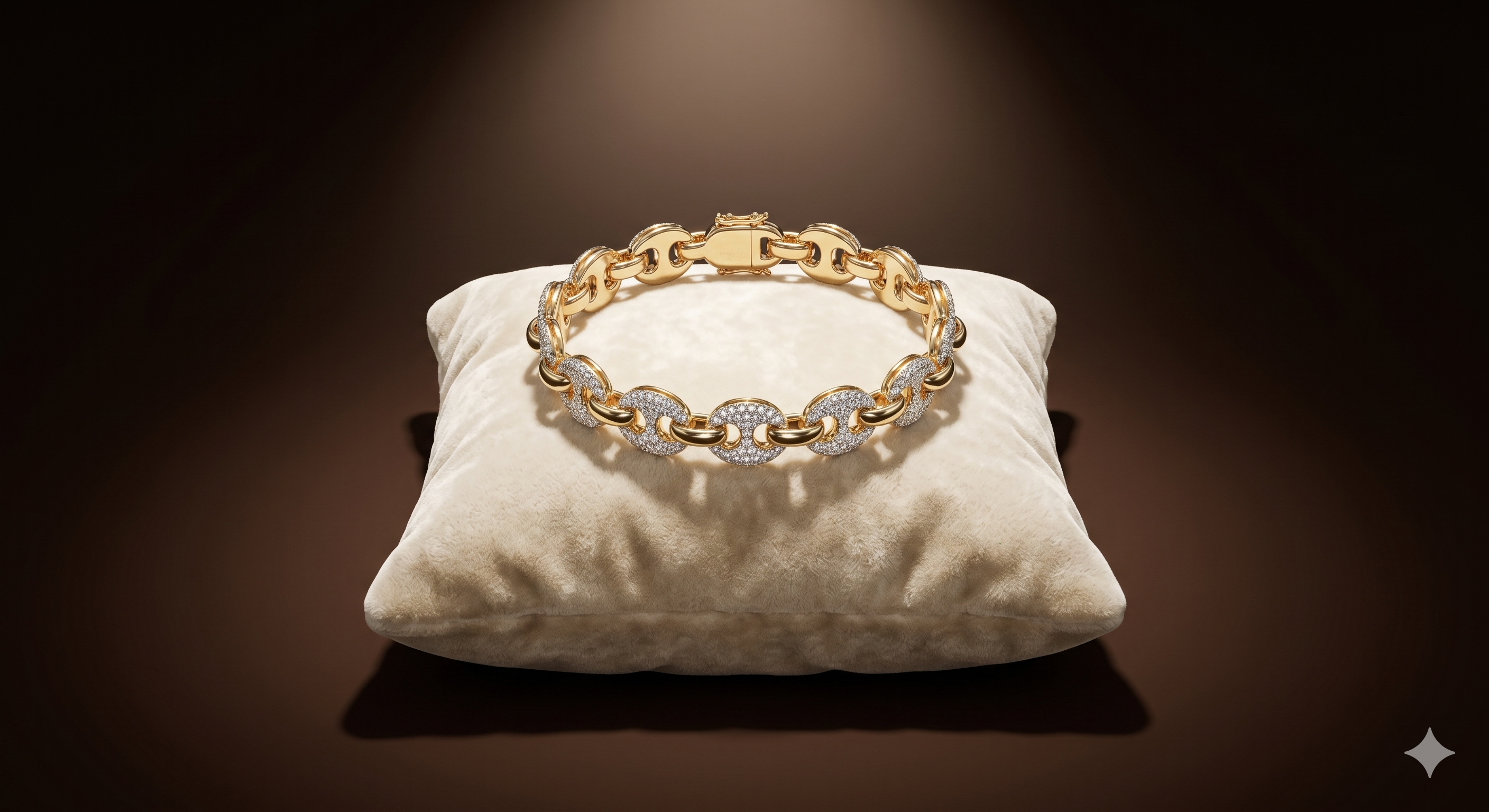 Gold Pavé Oval Link Bracelet