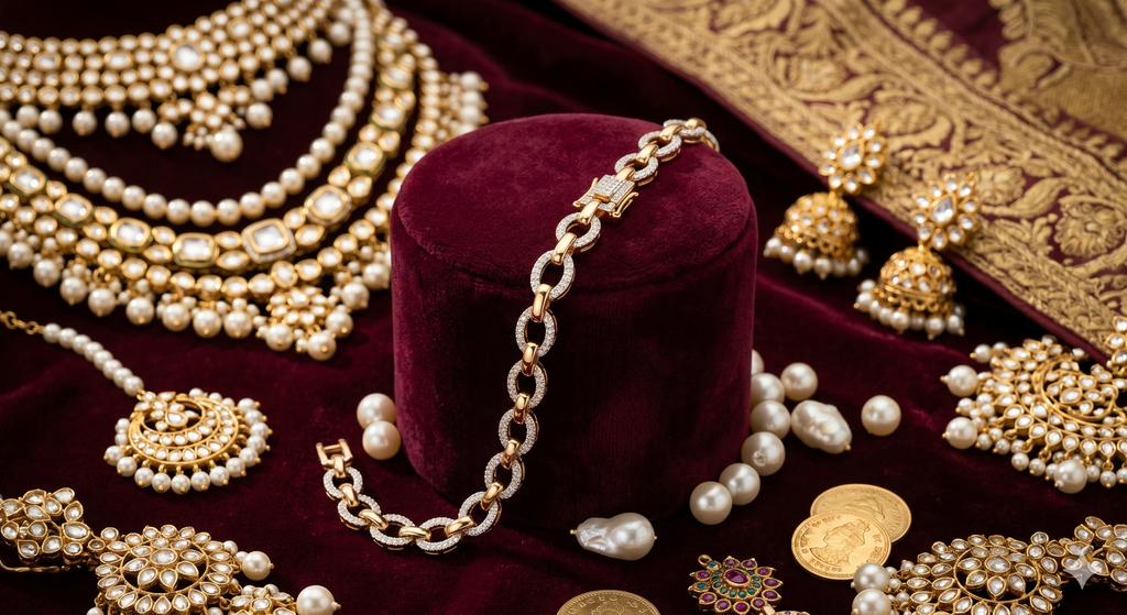 Gold Pavé Oval Link Bracelet