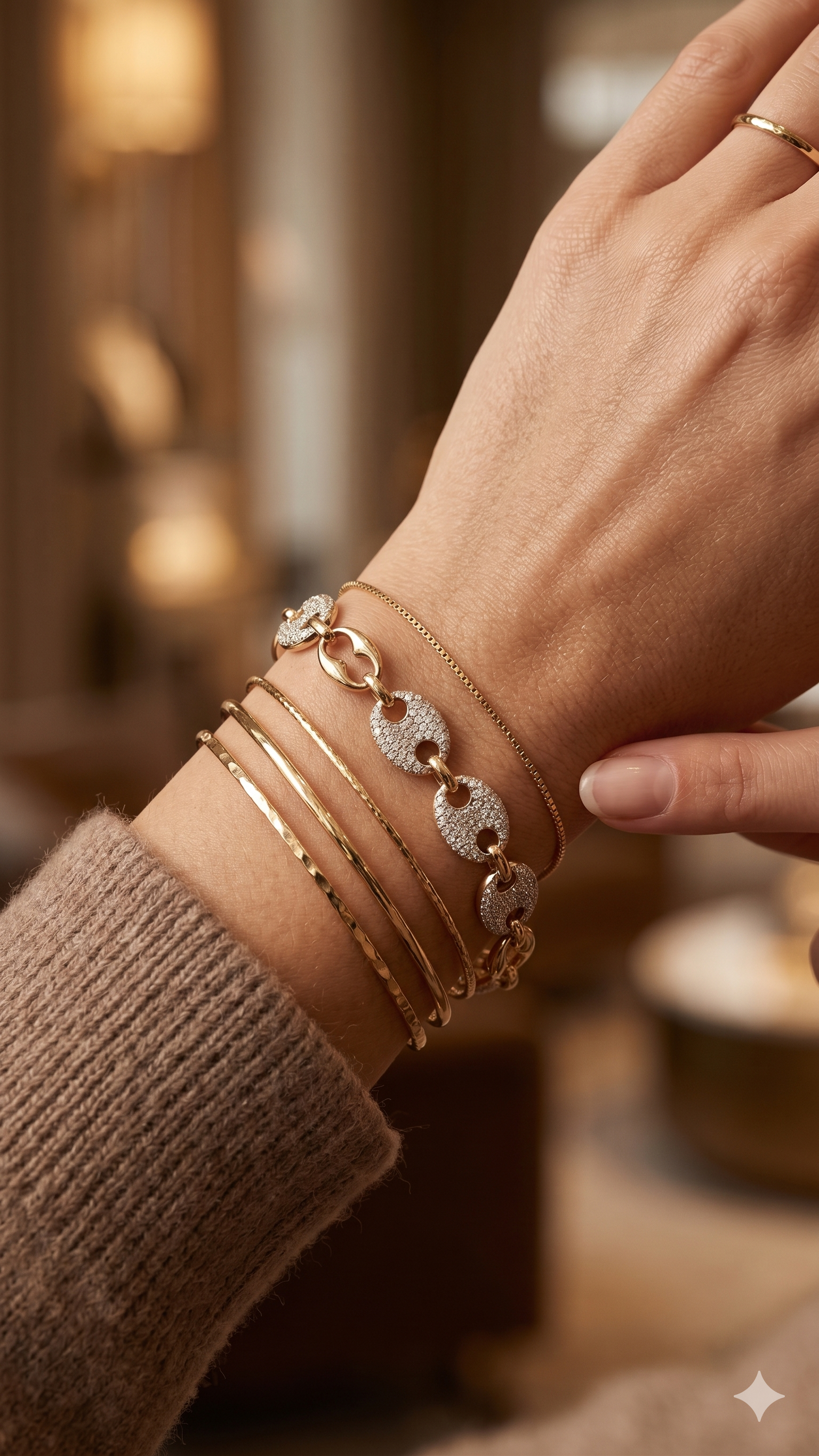 Gold Pavé Oval Link Bracelet