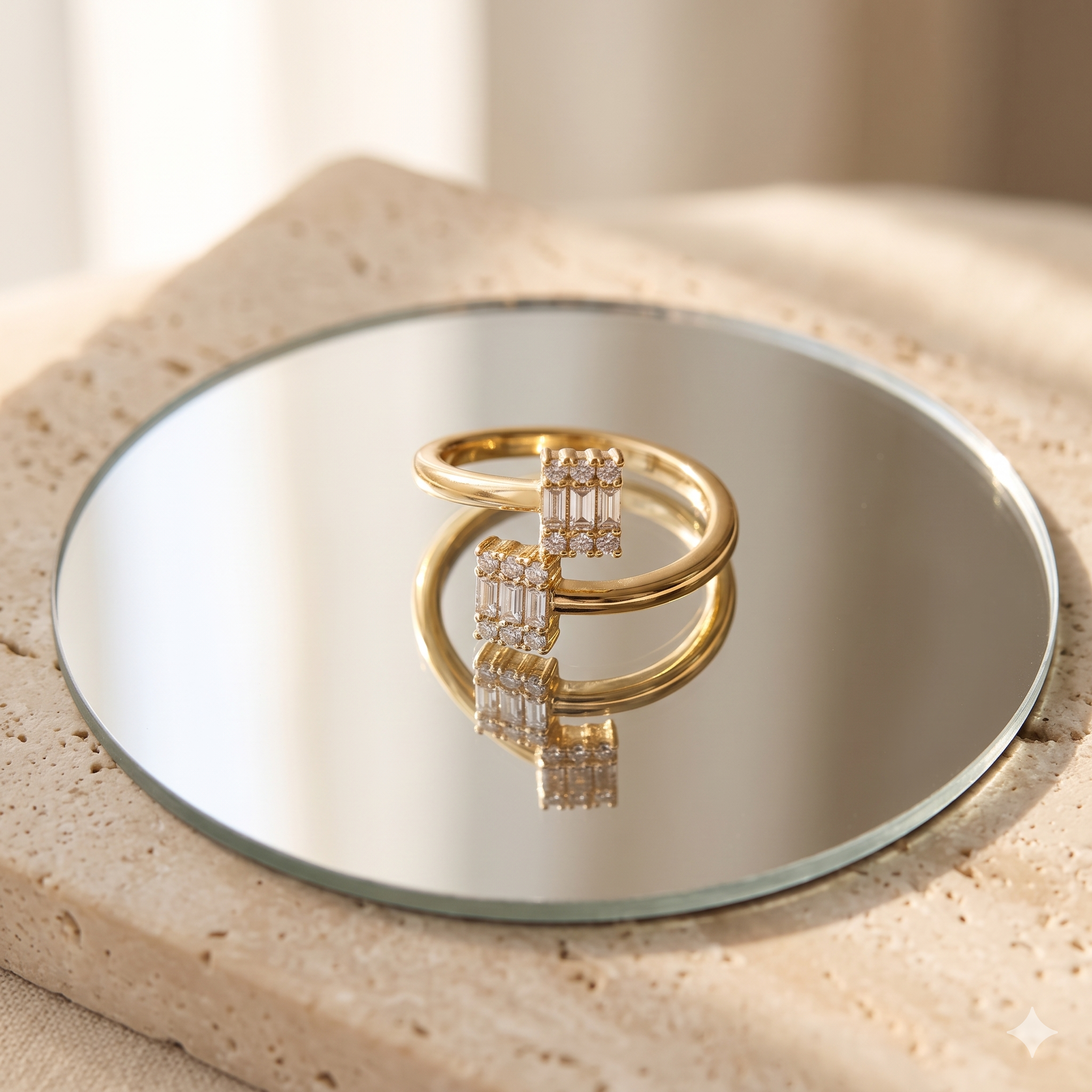 Gold Double Baguette Open Ring