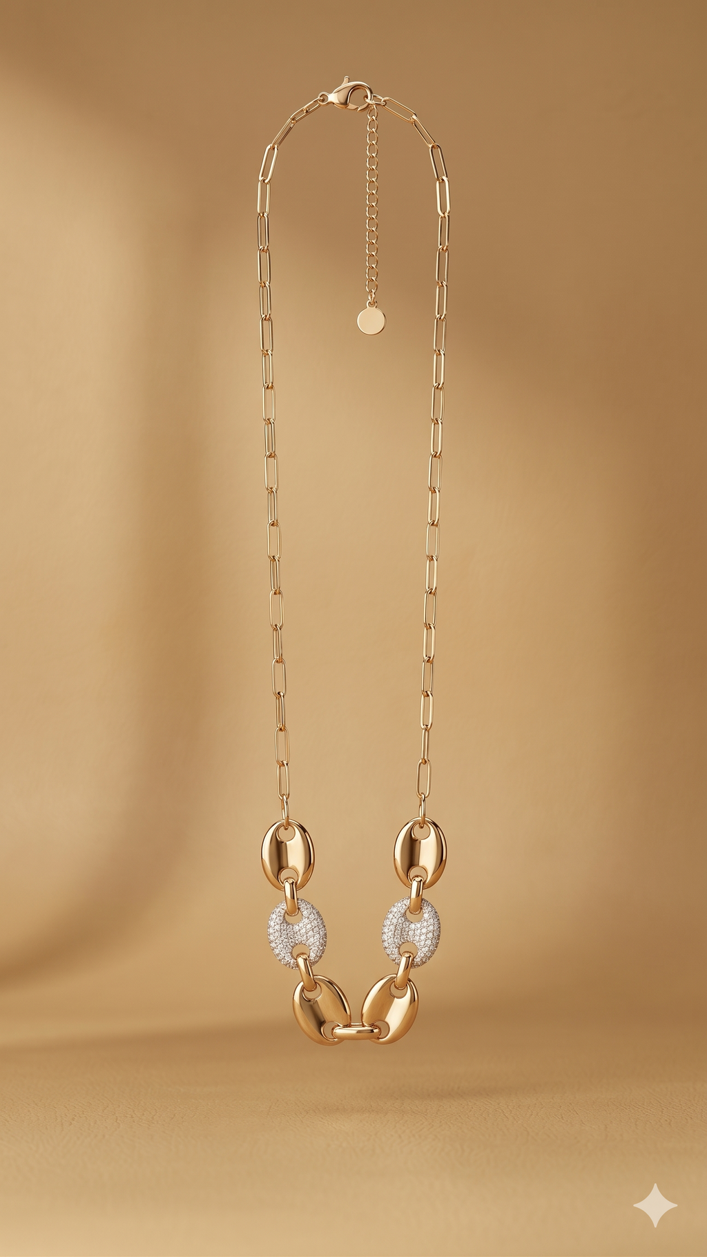 Gold Pavé Oval Link Necklace