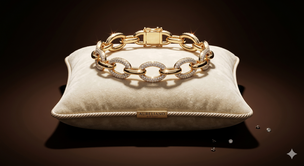 Gold Pavé Oval Link Bracelet