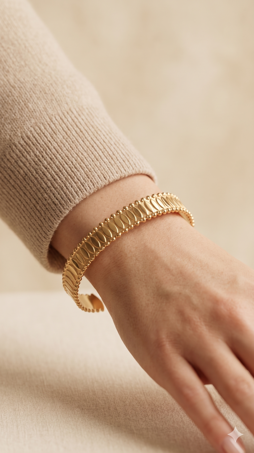 Gold Oval Link Cuff Bracelet