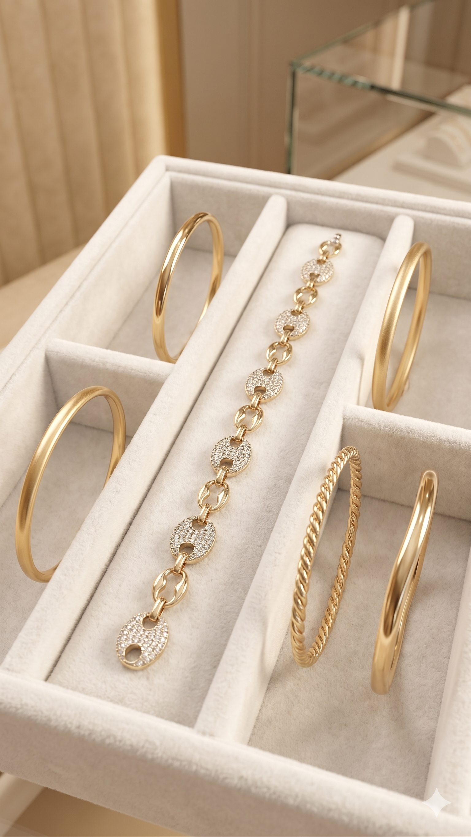Gold Pavé Oval Link Bracelet