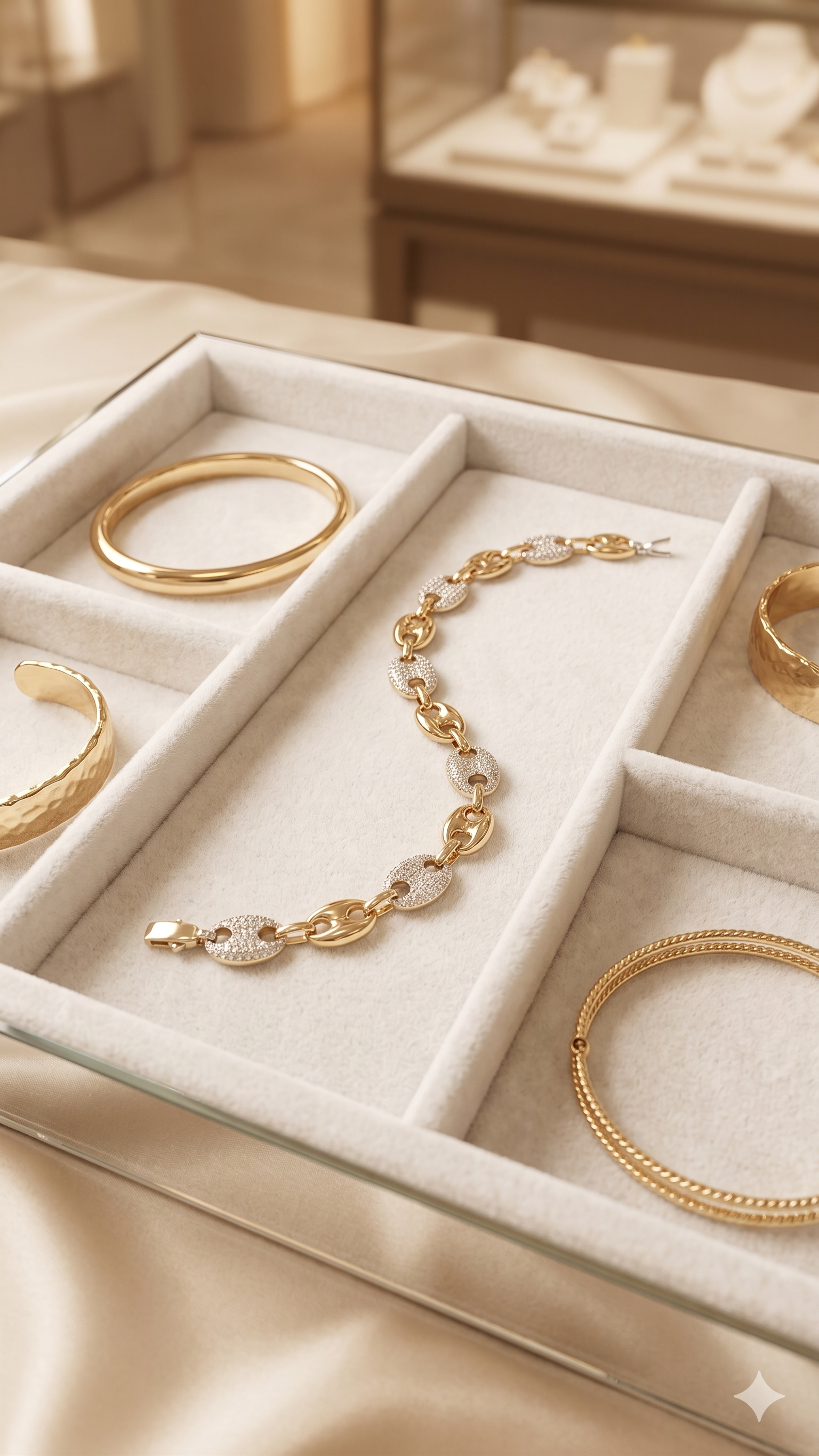 Gold Pavé Oval Link Bracelet