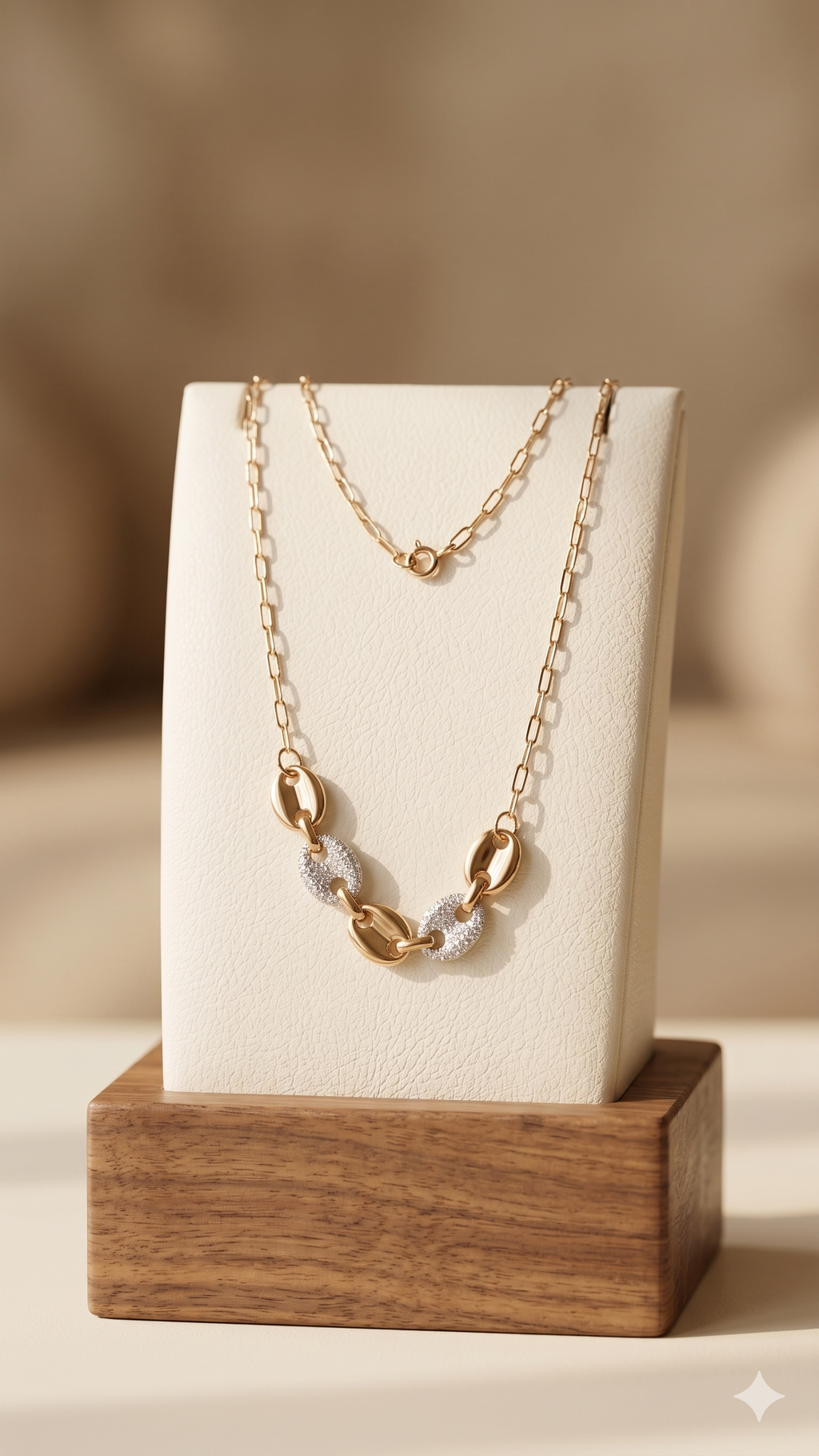 Gold Pavé Oval Link Necklace