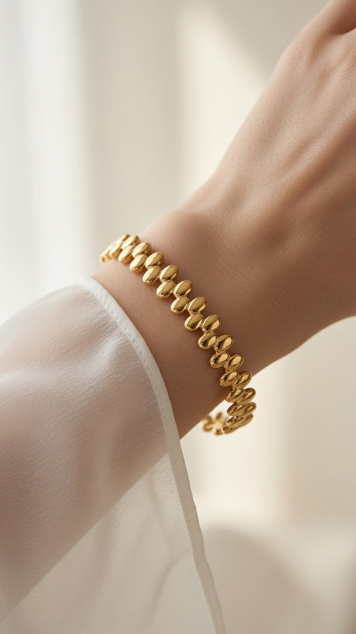 Gold Marquise Link Bracelet